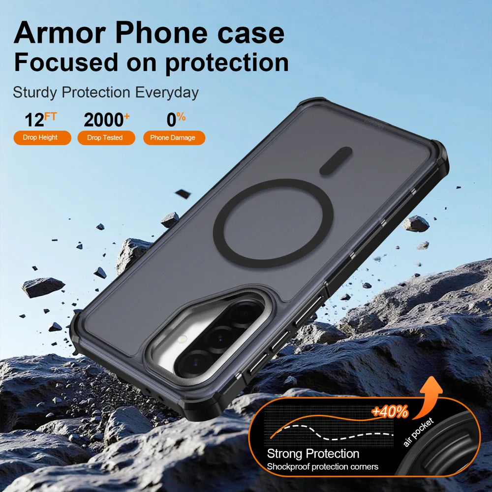 For Samsung Galaxy A56 5G / Galaxy A37 5G / Galaxy A36 5G Magnetic Case Electroplated Frame Skin-touch TPU+PC Phone Cover - Black - 5