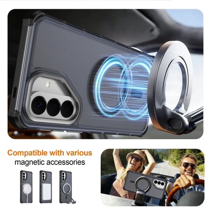 For Samsung Galaxy A57 5G Magnetic Case Electroplated Frame Skin-touch TPU+PC Phone Cover - Black - 4