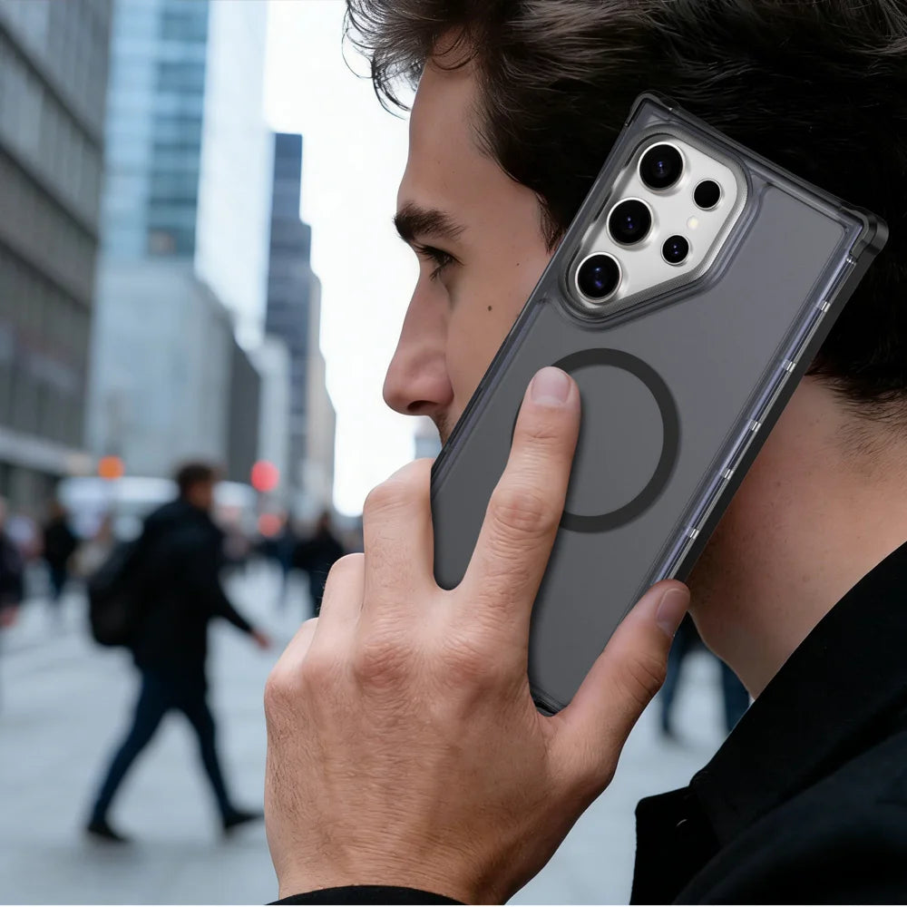 For Samsung Galaxy S24 Ultra Magnetic Case Electroplated Frame Skin-touch TPU+PC Phone Cover - Black - 7