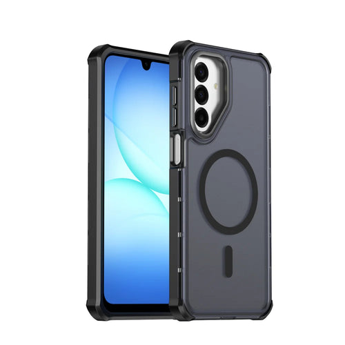 For Samsung Galaxy A17 4G / Galaxy F17 5G / Galaxy M17 5G / Galaxy A26 5G / Galaxy A17 5G Magnetic Case Electroplated Frame Skin-touch TPU+PC Phone Cover - Black - 1