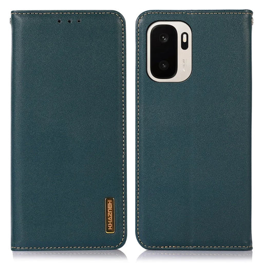 KHAZNEH For OnePlus Ace 6 Ultra 5G Case Wallet Genuine Cow Leather Phone Cover Nappa Texture - Green - 1