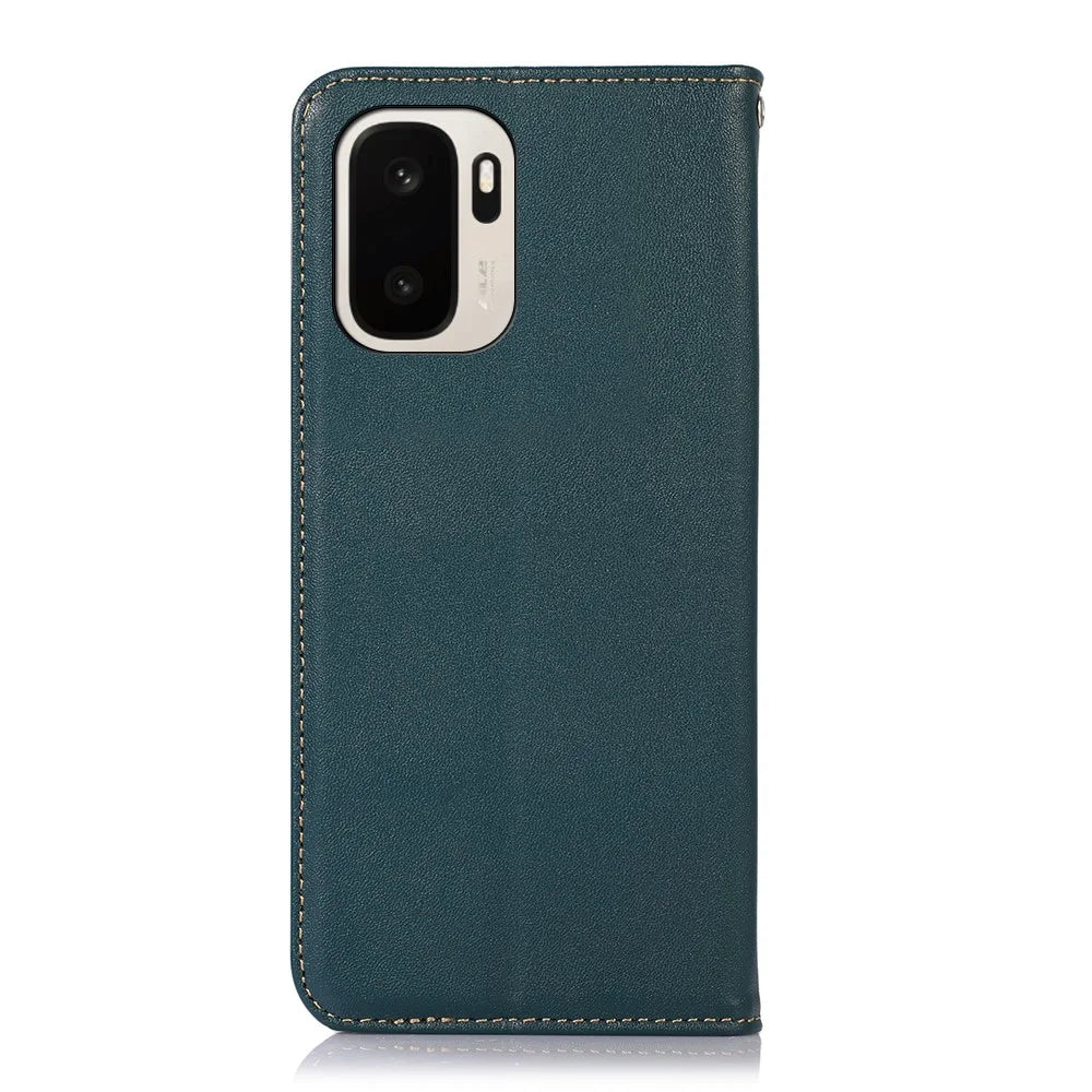 KHAZNEH For OnePlus Ace 6 Ultra 5G Case Wallet Genuine Cow Leather Phone Cover Nappa Texture - Green - 7