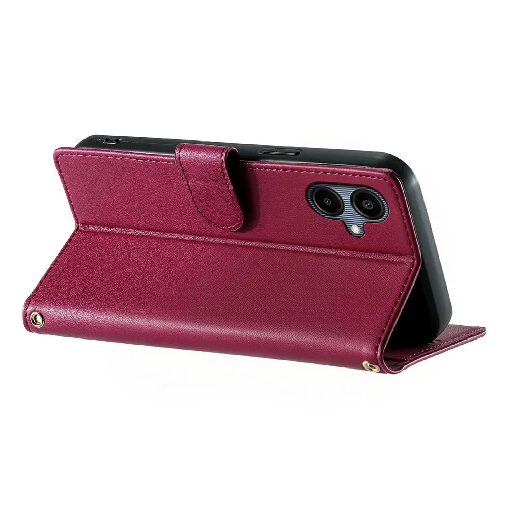 For Samsung Galaxy A06 4G Case Adorable Cat Pattern PU Leather Wallet Phone Cover with Wrist Strap - Rose - 4