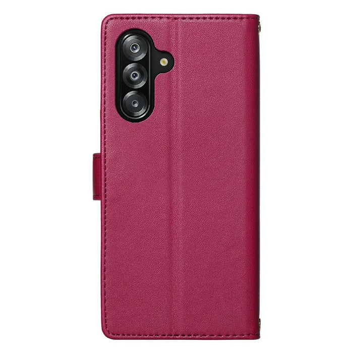 For Samsung Galaxy A26 5G Case Adorable Cat Pattern PU Leather Wallet Phone Cover with Wrist Strap - Rose - 7