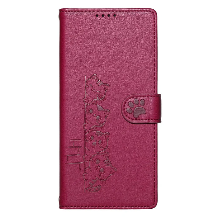 For Samsung Galaxy A36 5G Case Adorable Cat Pattern PU Leather Wallet Phone Cover with Wrist Strap - Rose - 6
