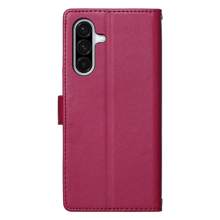 For Samsung Galaxy A36 5G Case Adorable Cat Pattern PU Leather Wallet Phone Cover with Wrist Strap - Rose - 7