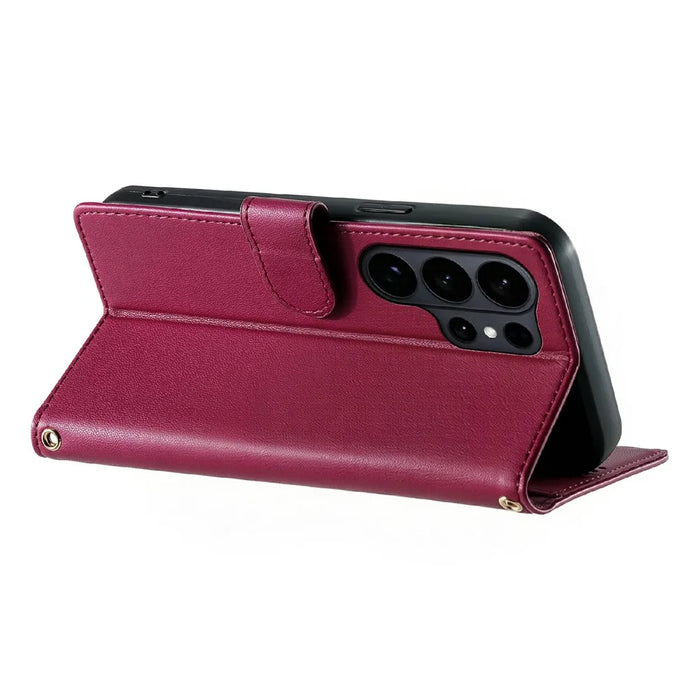 For Samsung Galaxy S26 Ultra Case Adorable Cat Pattern PU Leather Wallet Phone Cover with Wrist Strap - Rose - 4