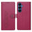 For Samsung Galaxy S25+ Case Adorable Cat Pattern PU Leather Wallet Phone Cover with Wrist Strap - Rose - 1