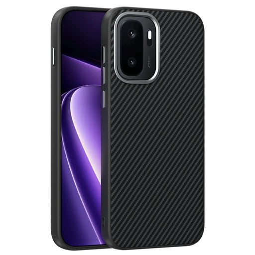 ABEEL For OnePlus Ace 6 Ultra 5G Magnetic Case Carbon Fiber Texture TPU PC PU Phone Back Cover - Black - 1