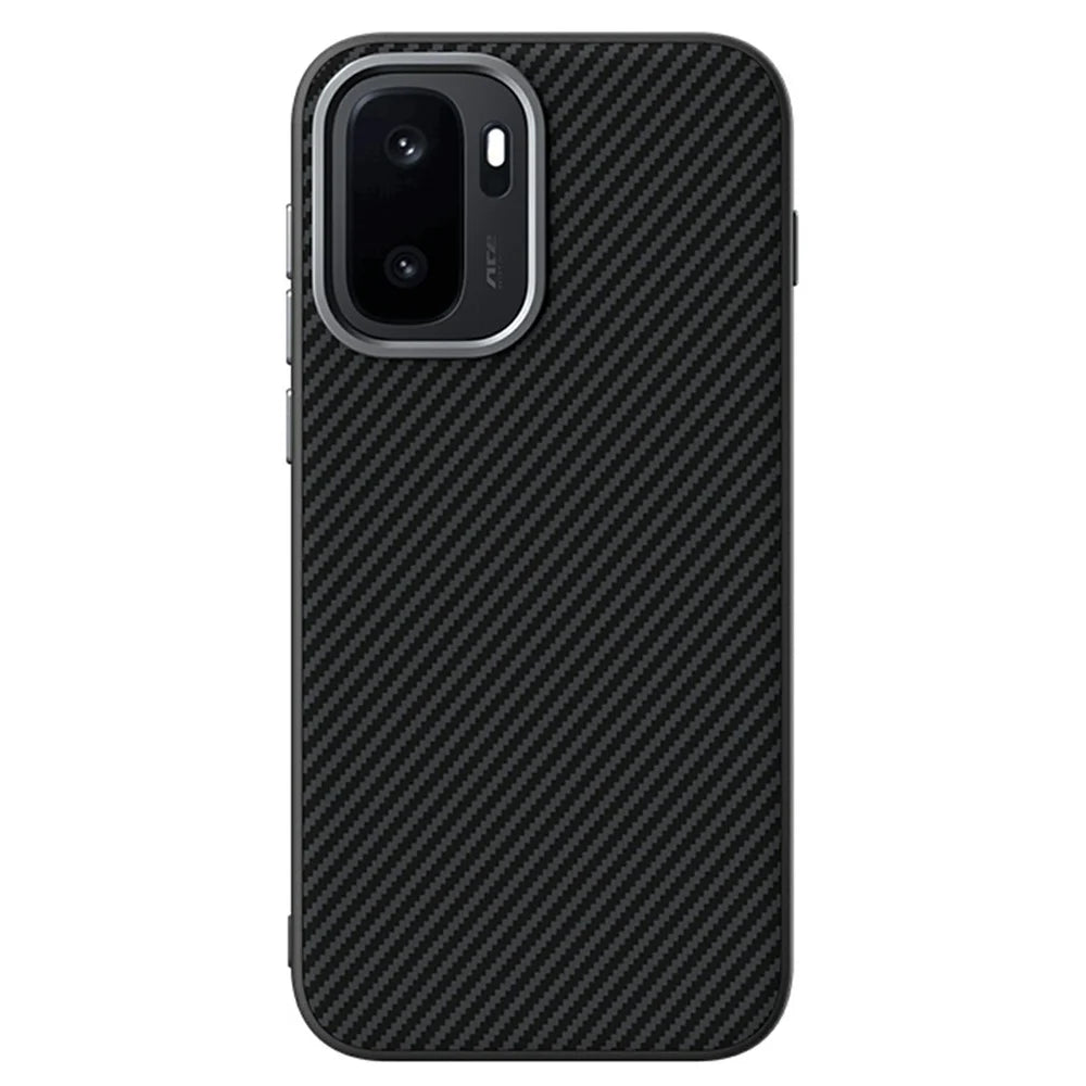 ABEEL For OnePlus Ace 6 Ultra 5G Magnetic Case Carbon Fiber Texture TPU PC PU Phone Back Cover - Black - 2