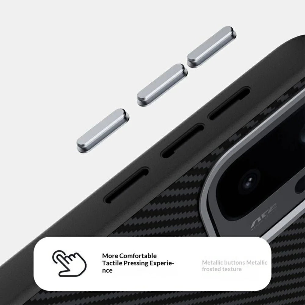 ABEEL For OnePlus Ace 6 Ultra 5G Magnetic Case Carbon Fiber Texture TPU PC PU Phone Back Cover - Black - 5