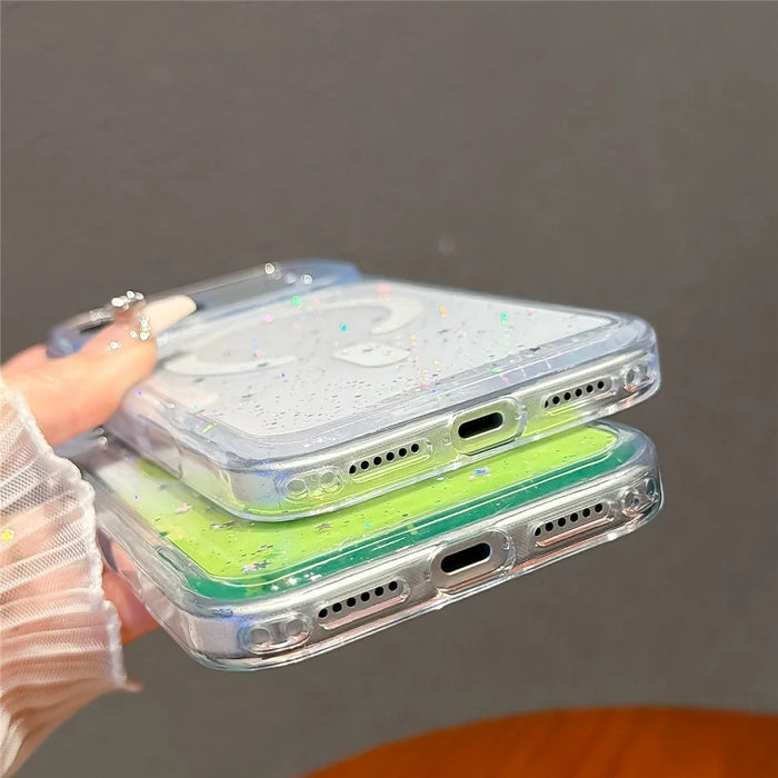 For iPhone 18 Pro / 17 Pro Magnetic Case Star Glitter PC + TPU Shockproof Clear Phone Cover - Green - 6