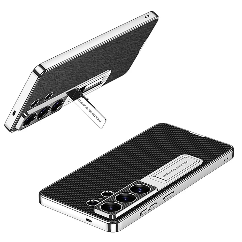GKK For Samsung Galaxy S26 Ultra Case with Kickstand Electroplating PU Leather PC TPU Back Cover - Green - 3