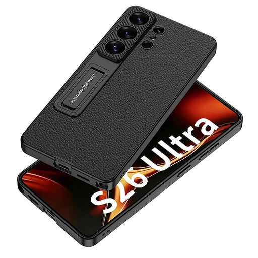 GKK For Samsung Galaxy S26 Ultra Case PU Leather PC TPU Kickstand Phone Back Cover - Titanium Grey - 2