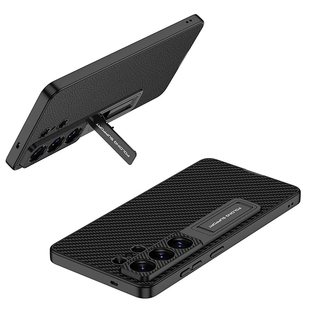 GKK For Samsung Galaxy S26 Ultra Case PU Leather PC TPU Kickstand Phone Back Cover - Titanium Grey - 3