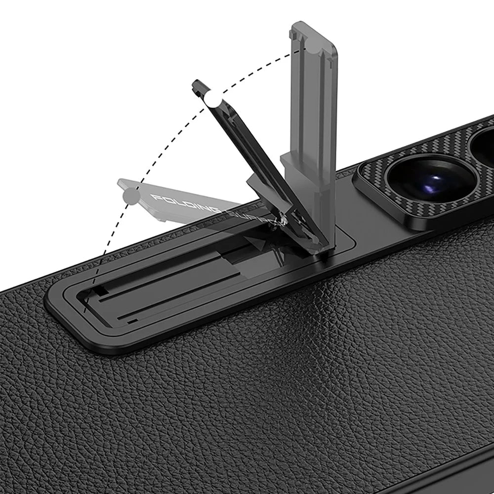GKK For Samsung Galaxy S26 Ultra Case PU Leather PC TPU Kickstand Phone Back Cover - Titanium Grey - 6