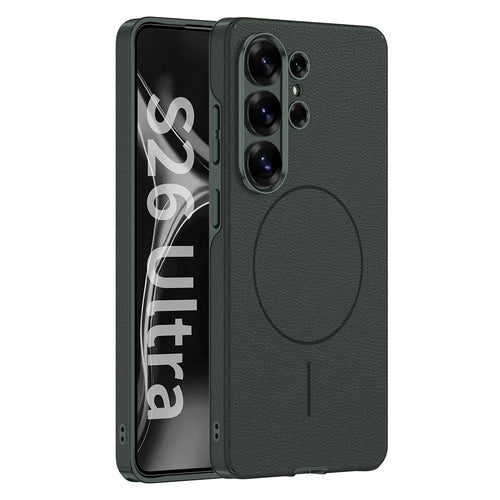 GKK For Samsung Galaxy S26 Ultra Magnetic Case PU Leather Coated PC + TPU Shockproof Cover - Green - 1