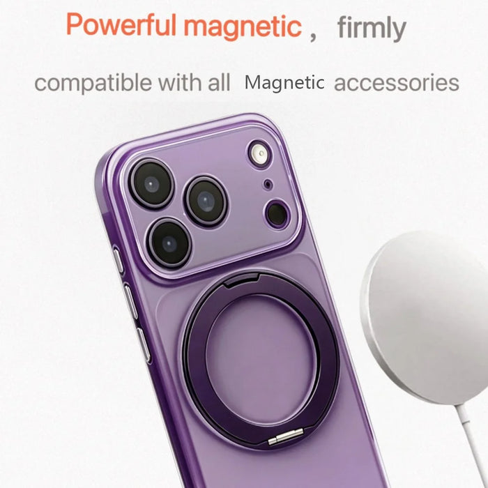 For iPhone 17 Pro Max Case Magnetic Ring Kicktand Shockproof TPU Phone Cover - Dark Purple - 5