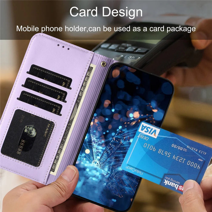 For iPhone 17 Pro Max Case Glitter Butterfly Zipper Pocket Stand Leather Phone Cover with Hand Strap / Shoulder Strap - Light Purple - 7