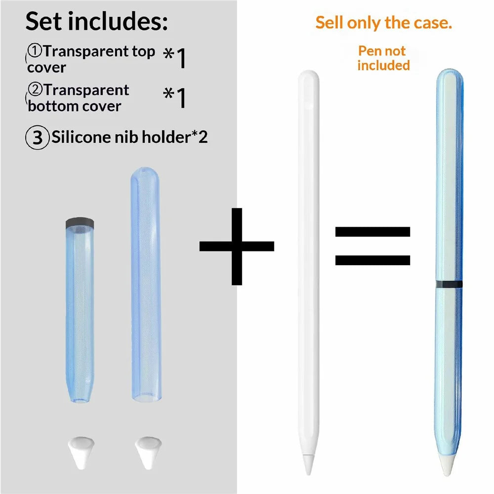 For Apple Pencil Pro  /  Pencil (2nd Generation) TPU Case Ultra-thin Stylus Pen Protective Cover with Silicone Nib Caps - Pink - 2