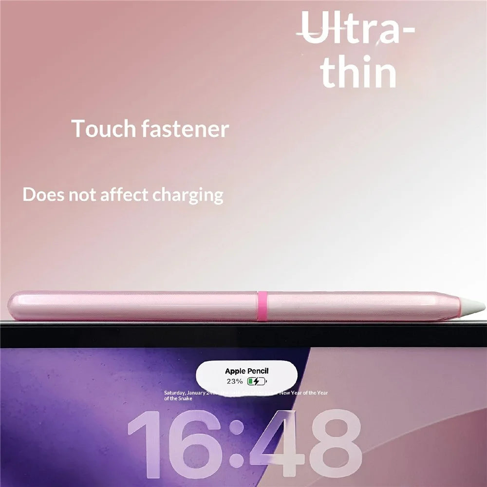 For Apple Pencil Pro  /  Pencil (2nd Generation) TPU Case Ultra-thin Stylus Pen Protective Cover with Silicone Nib Caps - Pink - 3