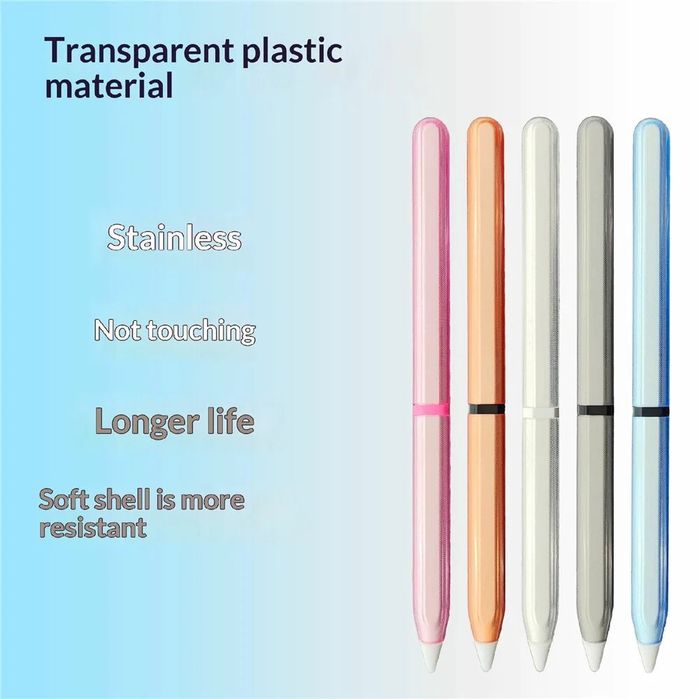 For Apple Pencil Pro  /  Pencil (2nd Generation) TPU Case Ultra-thin Stylus Pen Protective Cover with Silicone Nib Caps - Pink - 4