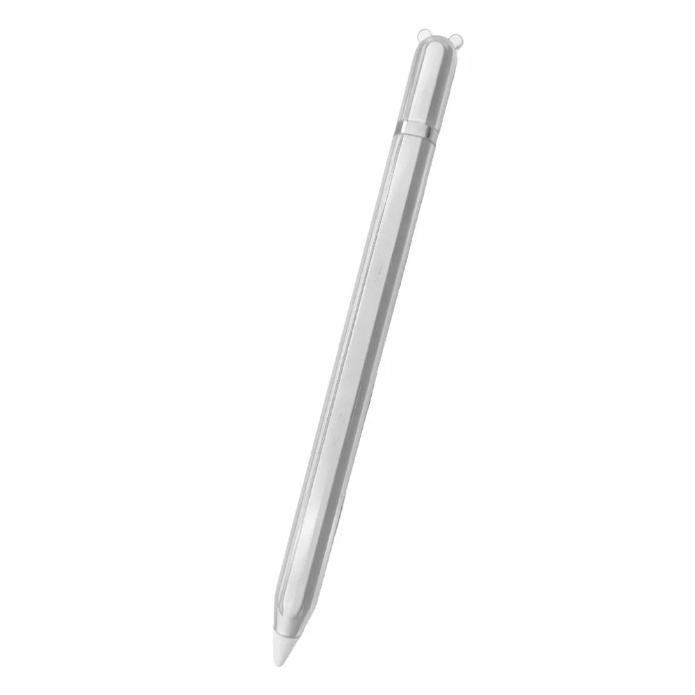 For Apple Pencil Pro  /  Pencil (2nd Generation) TPU Case Bear-Ear Style Shockproof Anti-Slip Stylus Pen Protective Cover with Silicone Nib Cap - Transparent - 1