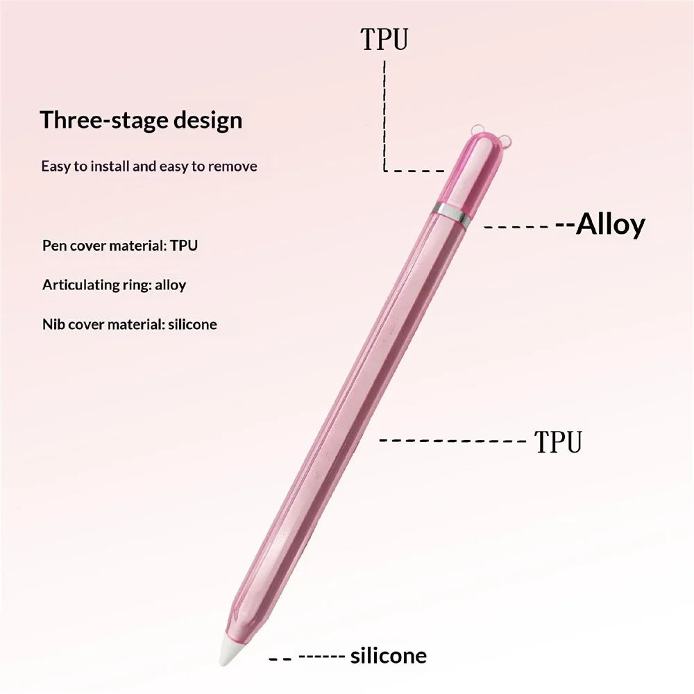 For Apple Pencil Pro  /  Pencil (2nd Generation) TPU Case Bear-Ear Style Shockproof Anti-Slip Stylus Pen Protective Cover with Silicone Nib Cap - Transparent - 4