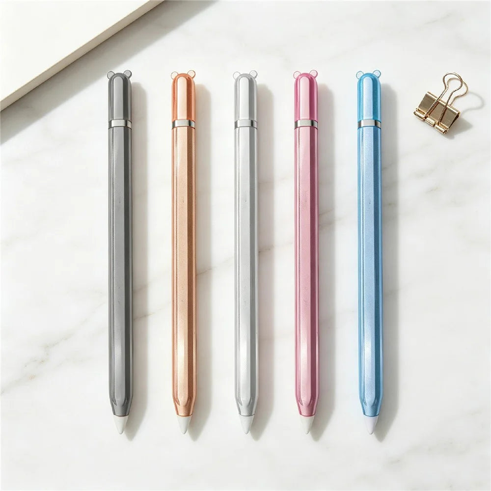 For Apple Pencil Pro  /  Pencil (2nd Generation) TPU Case Bear-Ear Style Shockproof Anti-Slip Stylus Pen Protective Cover with Silicone Nib Cap - Transparent - 5