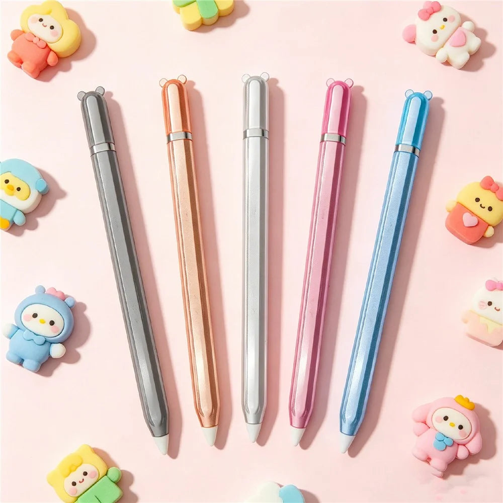For Apple Pencil Pro  /  Pencil (2nd Generation) TPU Case Bear-Ear Style Shockproof Anti-Slip Stylus Pen Protective Cover with Silicone Nib Cap - Transparent - 6
