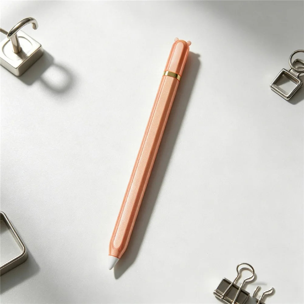 For Apple Pencil Pro  /  Pencil (2nd Generation) TPU Case Cartoon Animal-Ear Style Shockproof Anti-Slip Stylus Pen Protective Cover with Silicone Nib Cap - Orange - 2