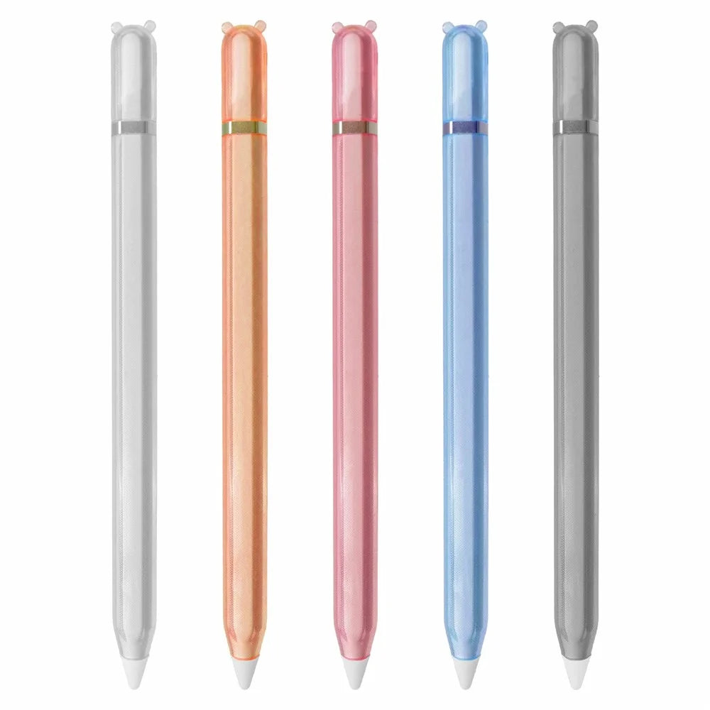 For Apple Pencil Pro  /  Pencil (2nd Generation) TPU Case Cartoon Animal-Ear Style Shockproof Anti-Slip Stylus Pen Protective Cover with Silicone Nib Cap - Orange - 5
