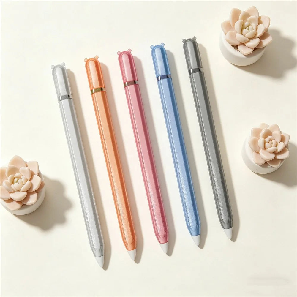 For Apple Pencil Pro  /  Pencil (2nd Generation) TPU Case Cartoon Animal-Ear Style Shockproof Anti-Slip Stylus Pen Protective Cover with Silicone Nib Cap - Orange - 6