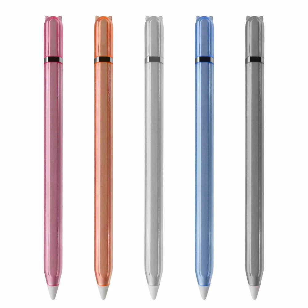 For Apple Pencil Pro  /  Pencil (2nd Generation) TPU Case Cat-Ear Style Shockproof Anti-Slip Stylus Pen Protective Cover with Silicone Nib Cap - Blue - Orange - 5
