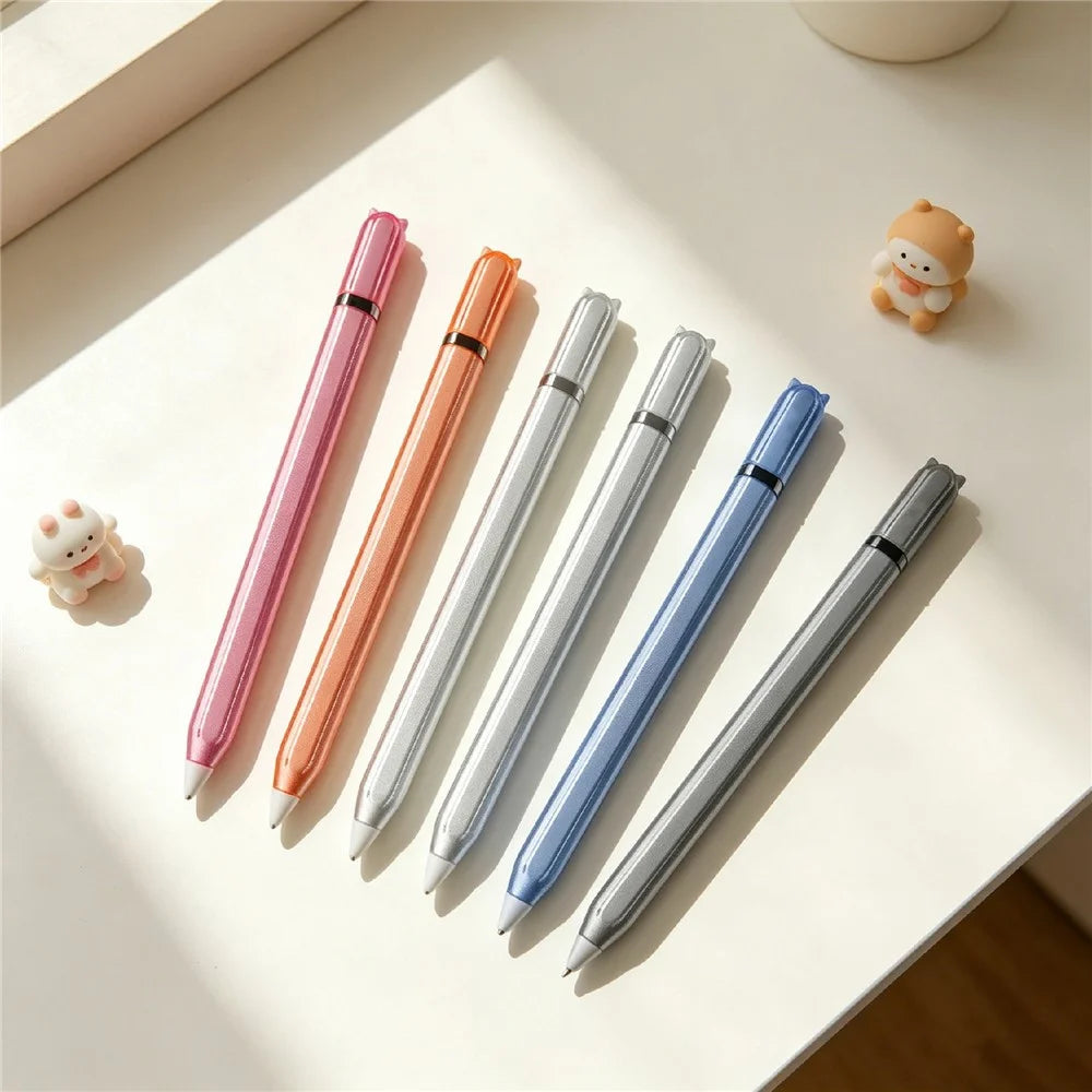 For Apple Pencil Pro  /  Pencil (2nd Generation) TPU Case Cat-Ear Style Shockproof Anti-Slip Stylus Pen Protective Cover with Silicone Nib Cap - Blue - Orange - 6