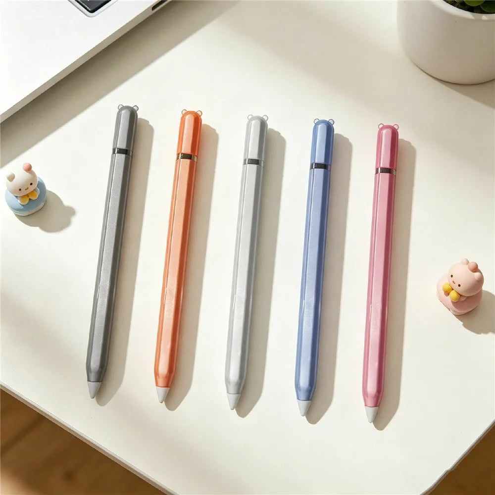 For Apple Pencil Pro  /  Pencil (2nd Generation) TPU Case Panda-Ear Style Shockproof Anti-Slip Stylus Pen Protective Cover with Silicone Nib Cap - Orange - 5