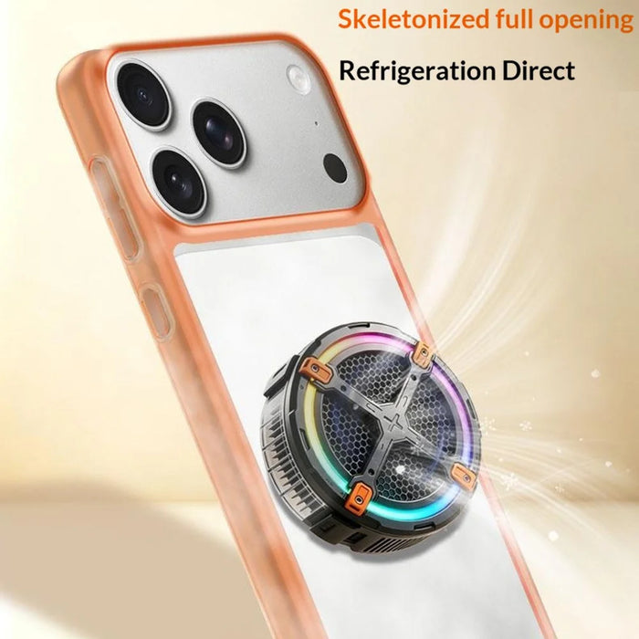 For iPhone 17 Pro Case Hollow Heat Dissipation PC Bumper Phone Cover - Orange - 3