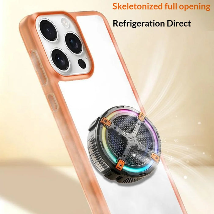 For iPhone 13 Pro Max Case Hollow Heat Dissipation PC Bumper Phone Cover - Orange - 3