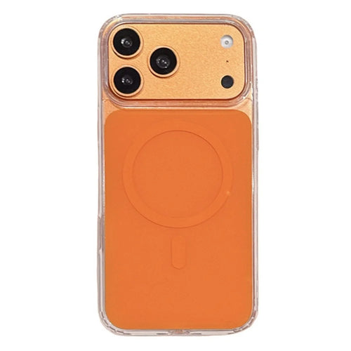 For iPhone 17 Pro Max Magnetic Shockproof Phone Case TPU PC Protective Cover - Orange - 1