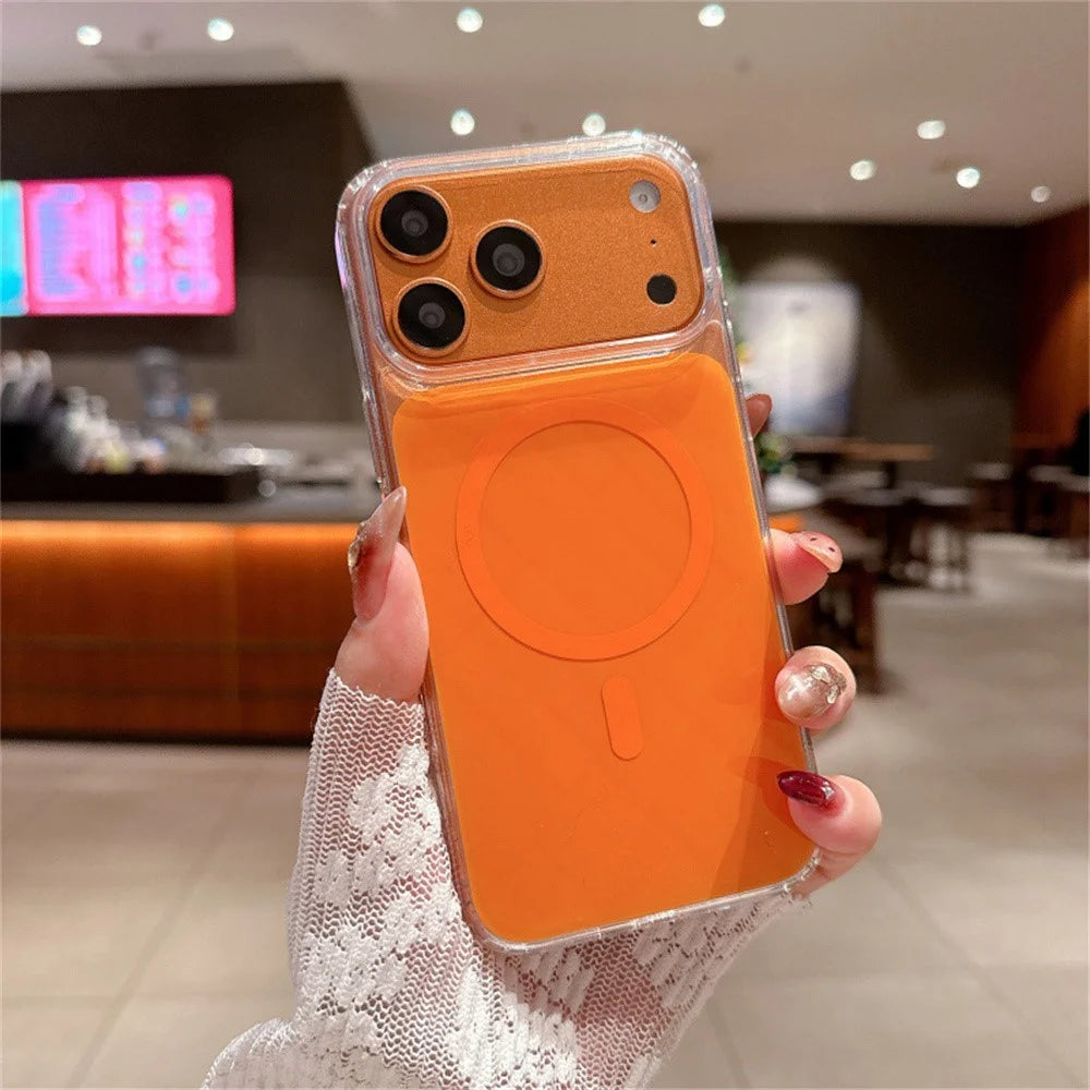 For iPhone 17 Pro Magnetic Shockproof Phone Case TPU PC Protective Cover - Orange - 3