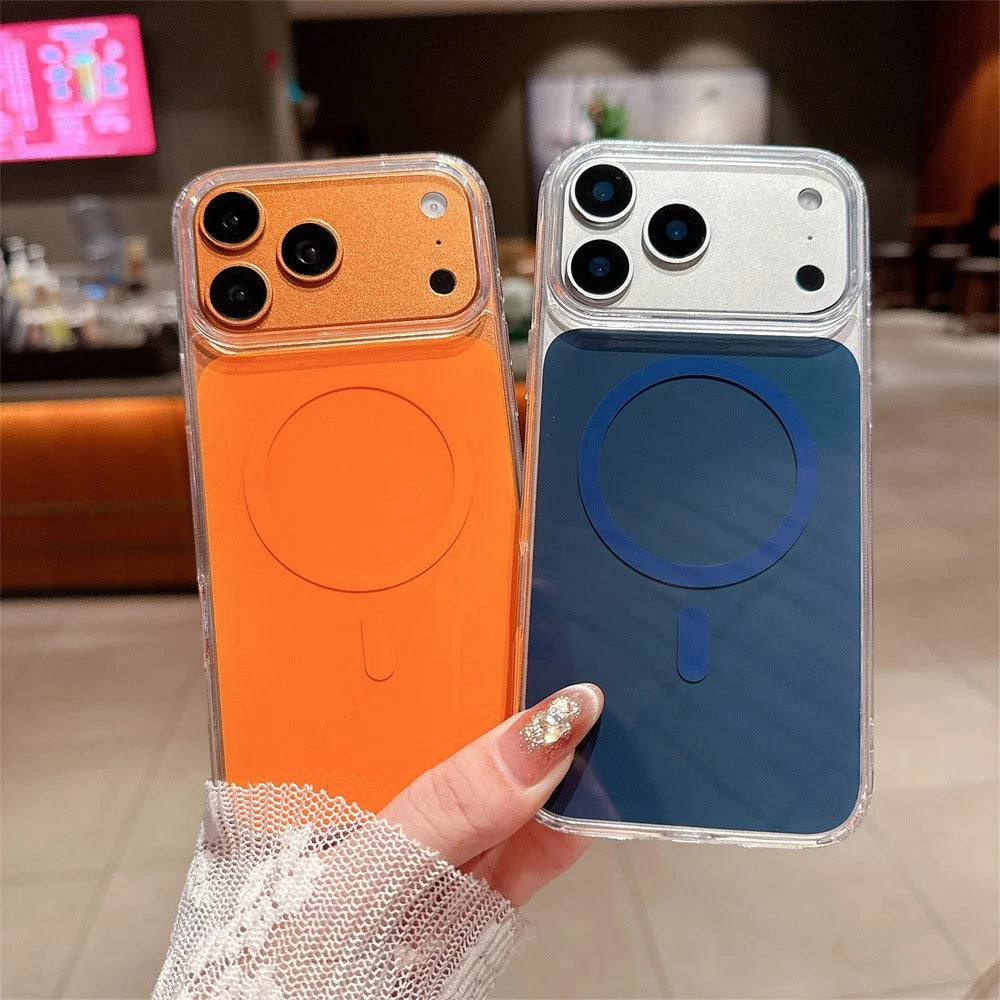 For iPhone 17 Pro Magnetic Shockproof Phone Case TPU PC Protective Cover - Orange - 4