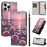 For iPhone 16 Pro Max Case Pattern Printing PU Leather Flip Wallet Phone Cover with Wrist Strap - Rose Butterfly - 2