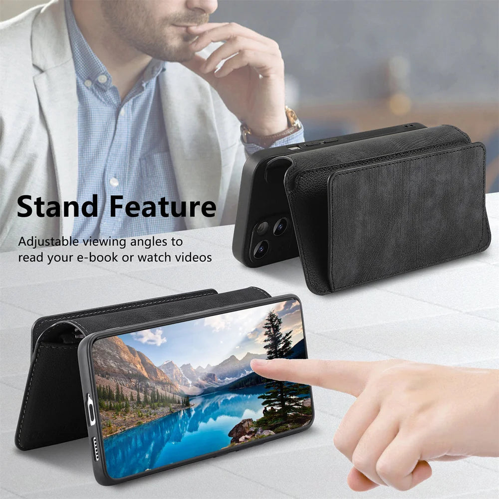 CASENEO for Samsung Galaxy A57 5G Case  MW-02 Detachable Magnetic Leather Flip Phone Cover - Black - 6