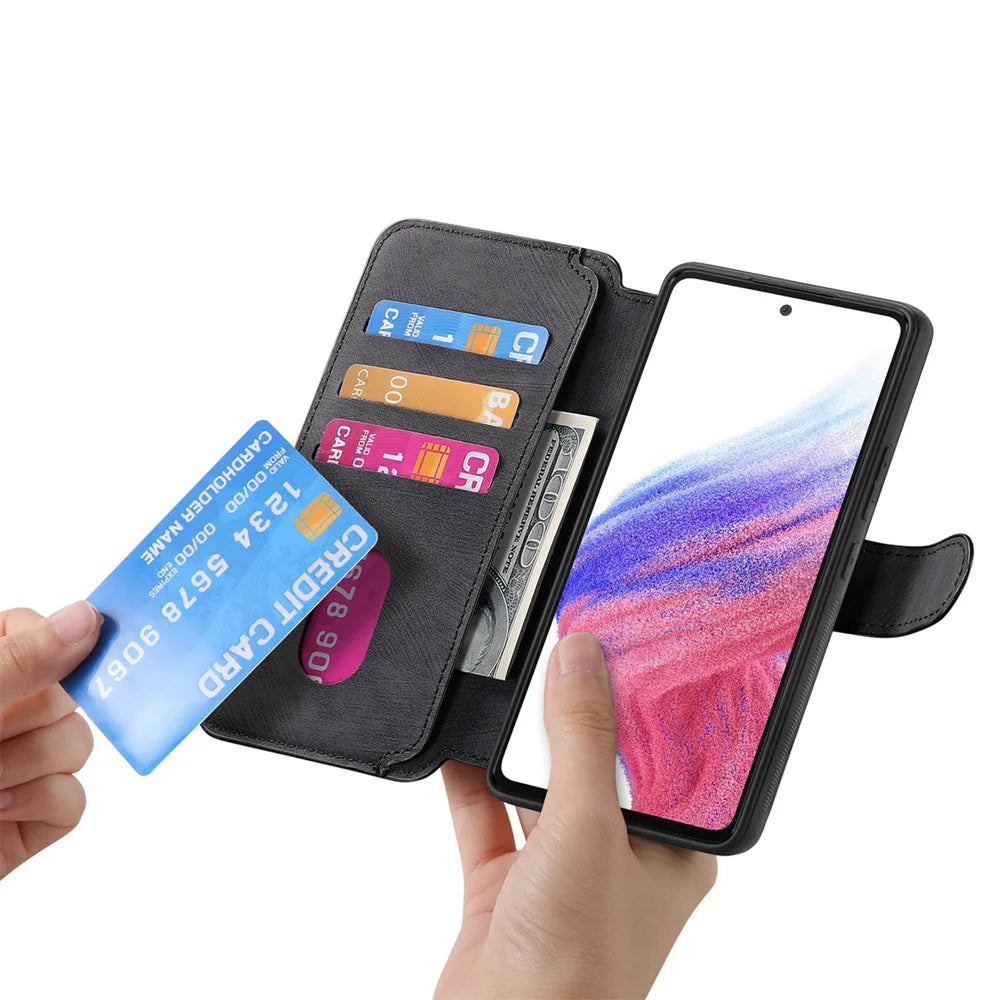 CASENEO for Samsung Galaxy A37 5G Magnetic Case  Detachable Leather Phone Wallet Cover - Black - 5