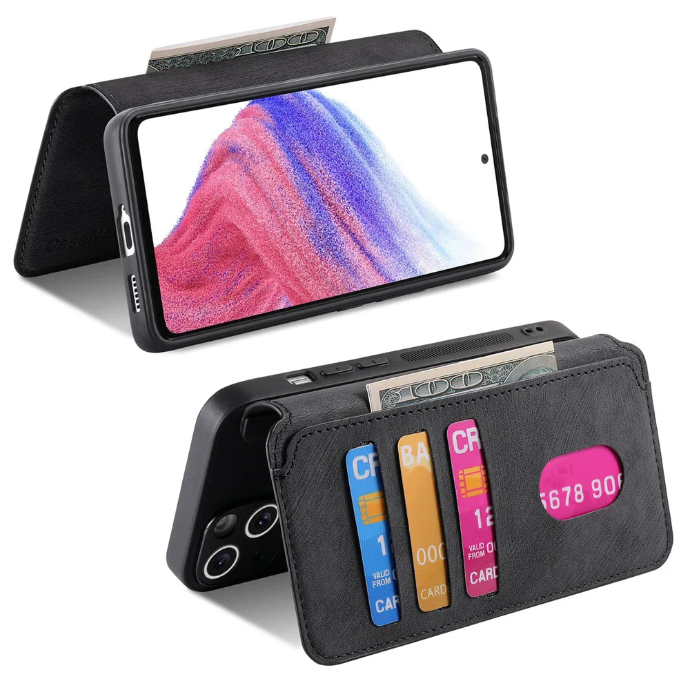 CASENEO for Samsung Galaxy A37 5G Magnetic Case  Detachable Leather Phone Wallet Cover - Black - 7