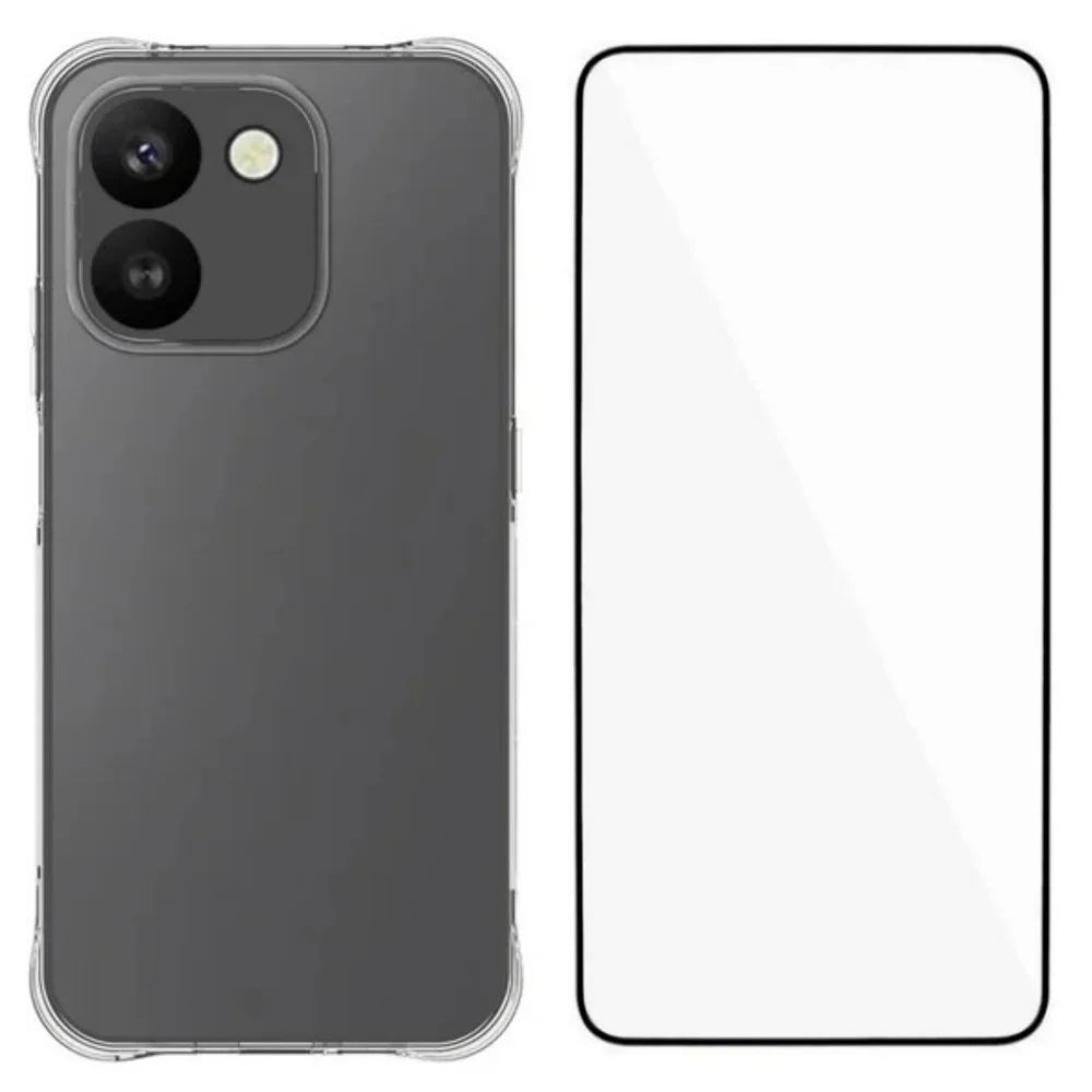 WANLONFENG for Honor 600 Smart 5G WL Series Case 2.0mm TPU Phone Cover with Tempered Glass Film - Transparent - 1
