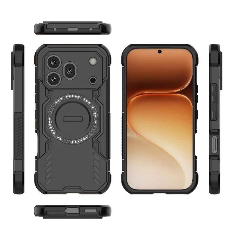 WANLONFENG for Honor 600 Pro 5G Magnetic Case  DJ Series PC TPU Phone Cover with 2Pcs Tempered Glass Film - Black - 2