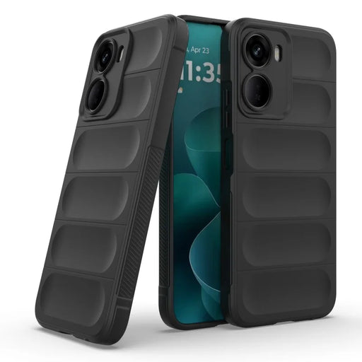 WANLONFENG for Xiaomi Redmi 15a 5G TPU Case  HD Series Anti Slip Phone Cover with Tempered Glass - Black - 2