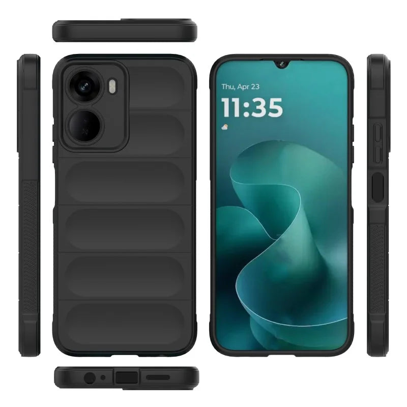 WANLONFENG for Xiaomi Redmi 15a 5G TPU Case  HD Series Anti Slip Phone Cover with Tempered Glass - Black - 4