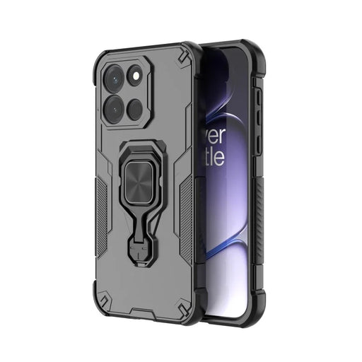 WANLONFENG for OnePlus Turbo 6 5G Phone Case  PC TPU Back Cover Kickstand with Tempered Glass - Black - 2